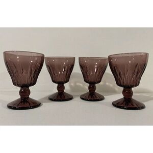 Vintage Hazel Atlas Moroccan Amethyst Glass Goblets Set Of 4